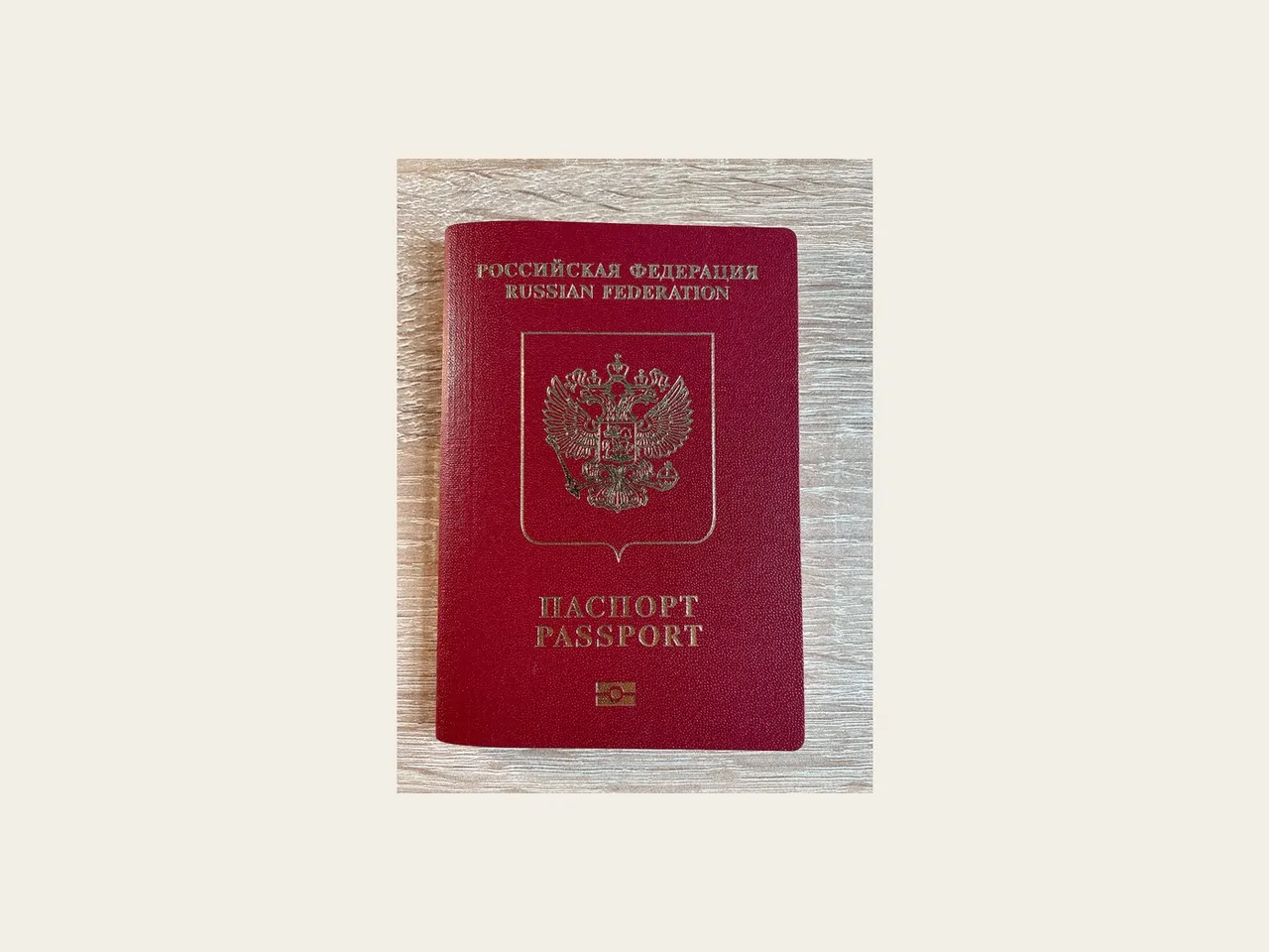 Фотография обложки российского загранпаспорта